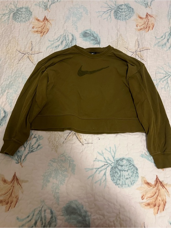 Nike Tops - Nike Olive Cropped Sweatshirt with Swoosh